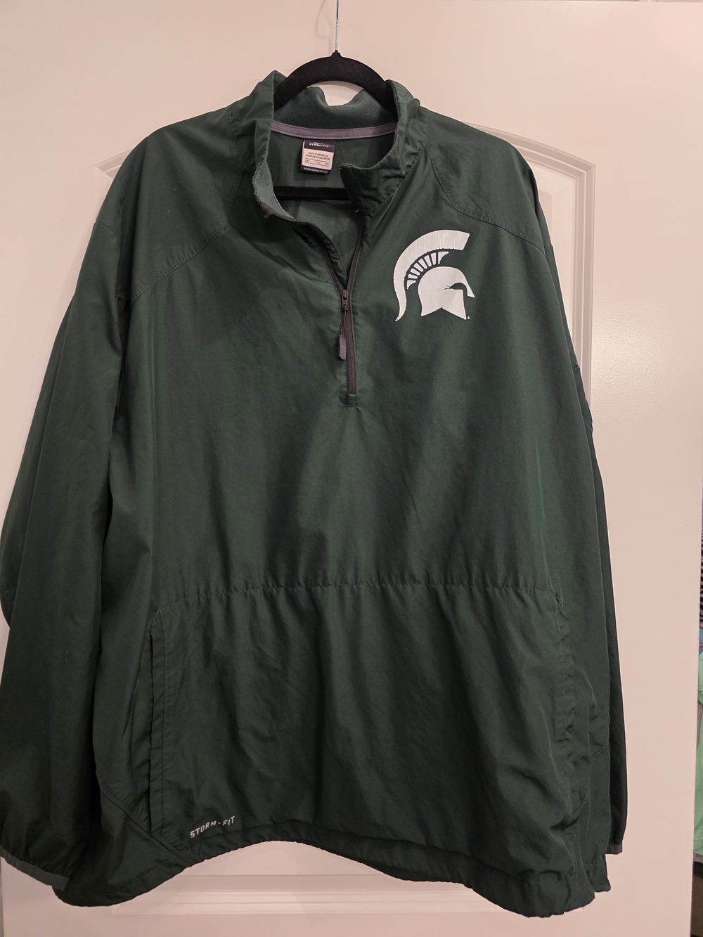 Nike Dark Green Pullover Windbreaker with White Spartan Logo